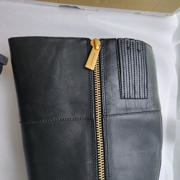 Michael Kors Rory Leather Riding Boot Women’s Size 6 New In Box Black Tan - Picture 3 of 10